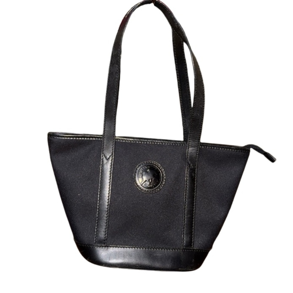 HUNTING WORLD Safari Shoulder Bag Black Canvas Leather Tote & Shopper - Picture 2 of 5